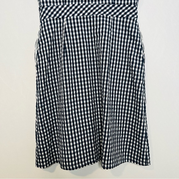 J. Crew Cotton Navy & White Gingham-Print V-Neck Button-Front Dress. Size 2. - Picture 7 of 13
